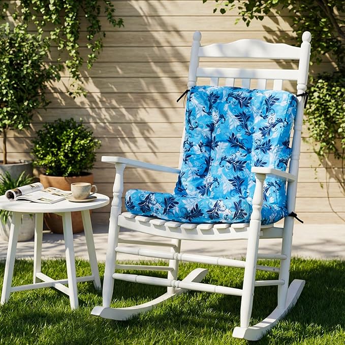 Hoteam 4 Set Outdoor Deep Seat Patio Chair Cushions Waterproof Patio Cushions Set 20 x 42 Inch for Furniture Replacement Removable Seat and Back(Paisley)
