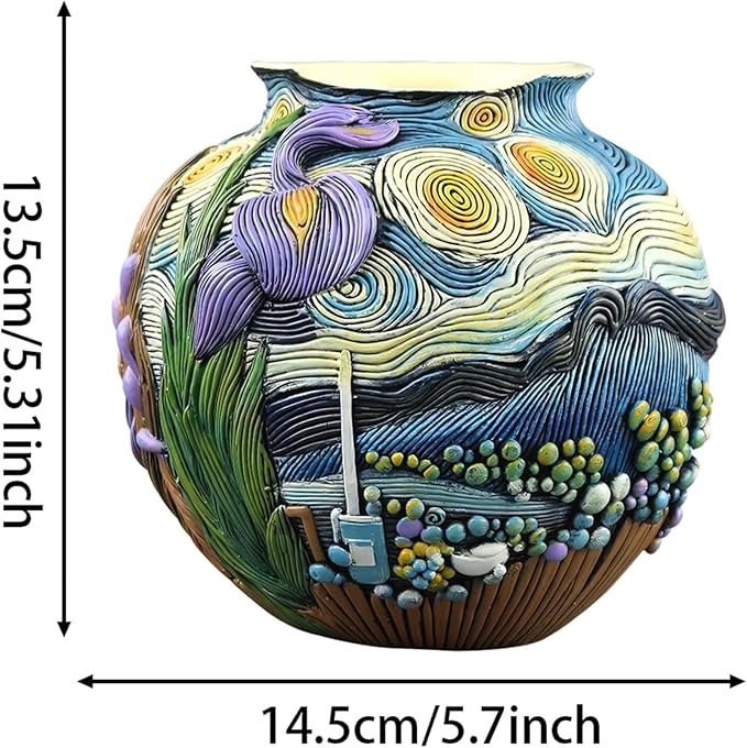 Starry Night Vase Plant Pot Unique Planters for Indoor Plants and Outdoor Plants - Unique Plant Pots and Vases for Home Decor Pot Comes with a Drainage Hole