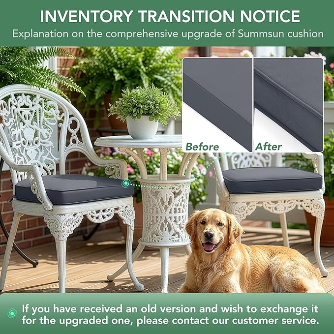 Outdoor Chair Cushions Set of 4: Waterproof & Fade Resistant Patio Furniture Cushions - 19 x 19 x 2 Inch Non Slip Round Corner Seat Cushion Pads with Removable Cover for Garden Yard Lawn, Dark Grey