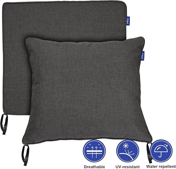 Deep Seat Cushions, Outdoor Cushions, Patio Furniture Cushions, Deep Seat & Back Cushion Patio Cushions for Backyard Couch Sofa Fade Resistant (24x24x4 inches 4 Sets, Solid Dark Grey)