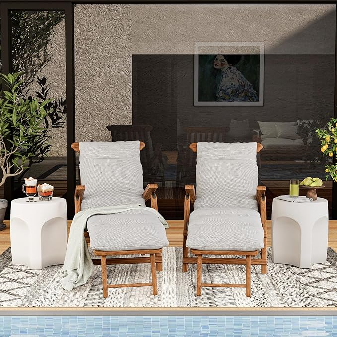 SUNBURY Outdoor Side Tables, 17" H Concrete Accent End Table, Indoor Small Round Patio End Plant Stands Outside, Garden Stools for Yard, Arch Shape Spotted White