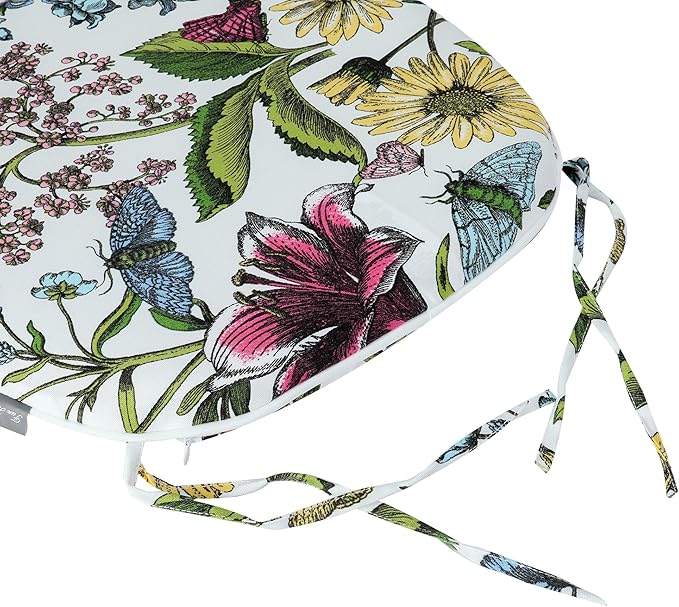 Outdoor Chair Cushions Set of 2,Patio Seat Cushion 17"x16"x2",U-Shaped Dining Chair Cushion 17 by 16 Inch,Water Resistant,Fade-Resistant Chair Pads for Kitchen Garden Furniture(Butterfly Flower)