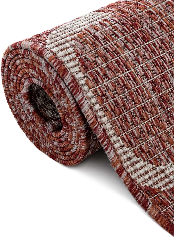 Unique Loom Outdoor Trellis Collection Area Rug - Trellis (Square 10' 8" x 10' 8", Rust Red/ Ivory)