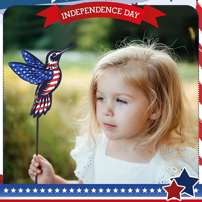 Pickmesh 6 Pcs 12" H Patriotic Metal Yard Sign Patriotic Garden Stake 250th Anniversary USA Flag American Yard Sign for Memorial Day Outdoor Decor 4th of July Independence Day Decoration