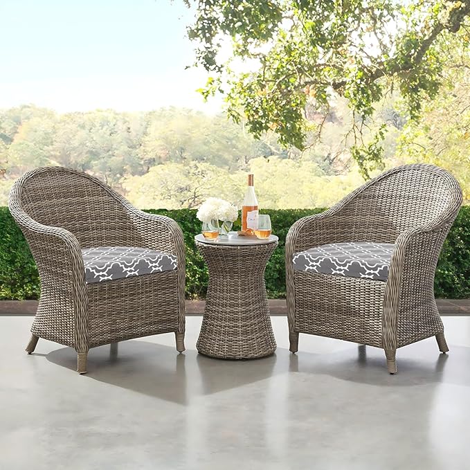 downluxe Outdoor Chair Cushions Set of 4 for Patio Furniture, Water-Resistant Patio Chair Cushions with Ties, High Density Foam Outdoor Seat Cushion, 17" X 16" X 2", Grey Gourd