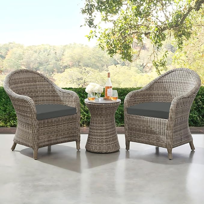 downluxe Outdoor Chair Cushions Set of 6 for Patio Furniture, Water-Resistant Patio Chair Cushions with Ties, High Density Foam Outdoor Seat Cushion, 17" X 16" X 2", Dark Grey