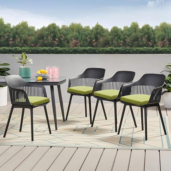 Outdoor Chair Cushions Set of 4, 17 x 16 Inch Patio Chair Cushions for Outdoor Furniture, Water Resistant Outdoor Patio Chair Cushions with Non-Slip Ties(Digby Macaw)