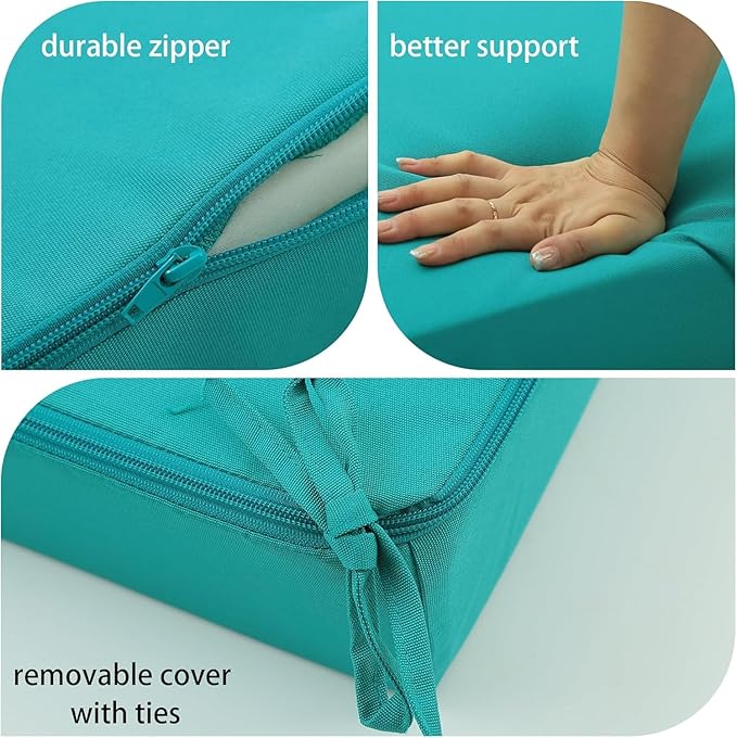 Outdoor Cushions for Patio Furniture, Outdoor Seat and Back Cushion, Waterproof Hampton Bay Deep Seat Replacement Couch Cushions for Garden Lawn, 24x24 Blue