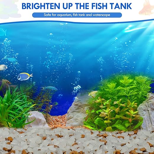 1.15LB 0.4" Glow in The Dark White Stones Luminous Stones Glow in The Dark Rocks Outdoor White Rocks Luminous Stones for Fish Tank Aquarium Driveway Walkway,White