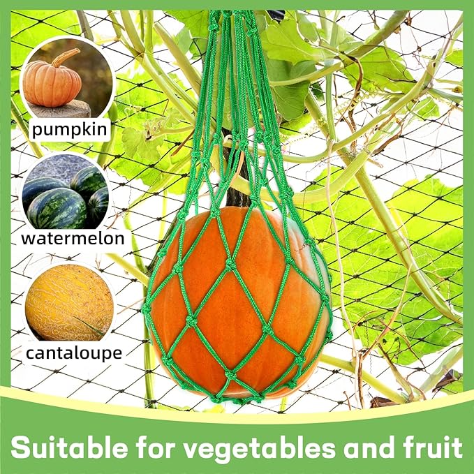 16 Pieces Watermelon Net, Melon Hammocks Cradles with 100 Cable Zip Ties, Heavy Duty Trellis Hammock Net, Pumpkin Support Hanging Bag for Watermelon, Pumpkin and Cantaloupe