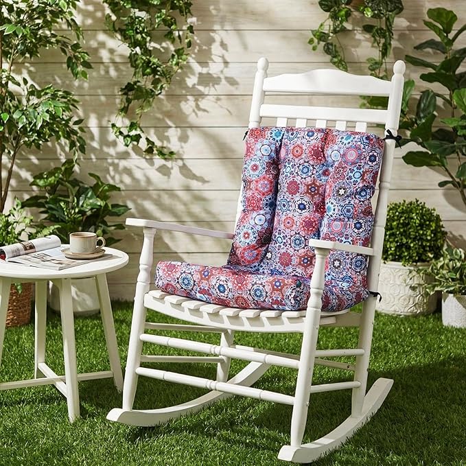 Hoteam 4 Set Outdoor Deep Seat Patio Chair Cushions Waterproof Patio Cushions Set 20 x 42 Inch for Furniture Replacement Removable Seat and Back(Moroccan Style)