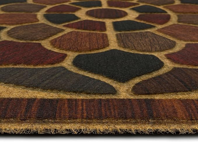 Mohawk Home Medallion Grain Casual Ornamental Medium Brown 2' X 4' Door Mat Perfect for Porch, Garage
