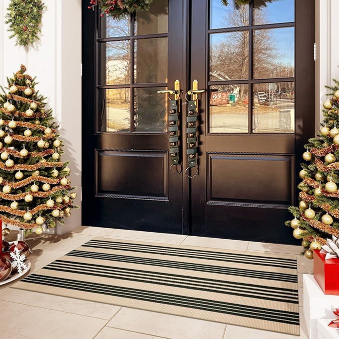 OJIA Front Door Mat 24"x51", Machine Washable Porch Rug Outdoor Door Mat Striped Entryway Rugs Indoor Outdoor Rugs Cotton Woven Entry Rug for Kitchen/Bathroom/Farmhouse/Home Entrance