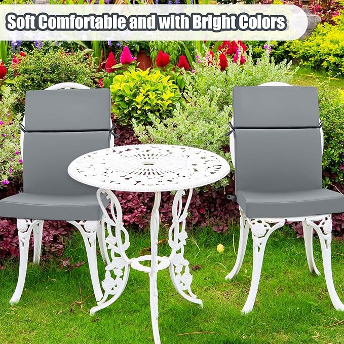 6 Pack Outdoor High Back Chair Cushion, 44 x 20 inches Patio Chair Cushions Waterproof Rocking Cushions Indoor Furniture Seat Pad, Weather Resistant (Solid,Light Gray)