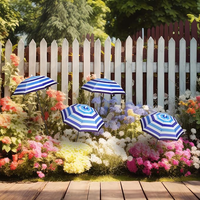 Abbylike 1 Set Plant Umbrellas for Outdoor Plants, Patriotic Garden Umbrella Shade for Potted Plants and Garden Beds Plant Cover for Sun