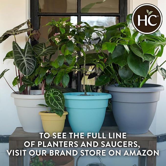 The HC Companies 16 Inch Caribbean Planter Pots with Drainage & Plug, Rolled Rim Plastic Planters for Indoor & Outdoor Plants, 2-Pack Decorative Flower Pots for Garden, Office & Home Decor, Clay