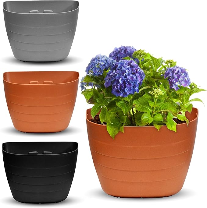 12 Inch Self-Watering Wall Planter for Indoor & Outdoor Use – Vertical Hanging Planter, BPA-Free, UV-Resistant – Perfect for Flowers, Herbs & Vegetables (Terracotta, Without Plug)