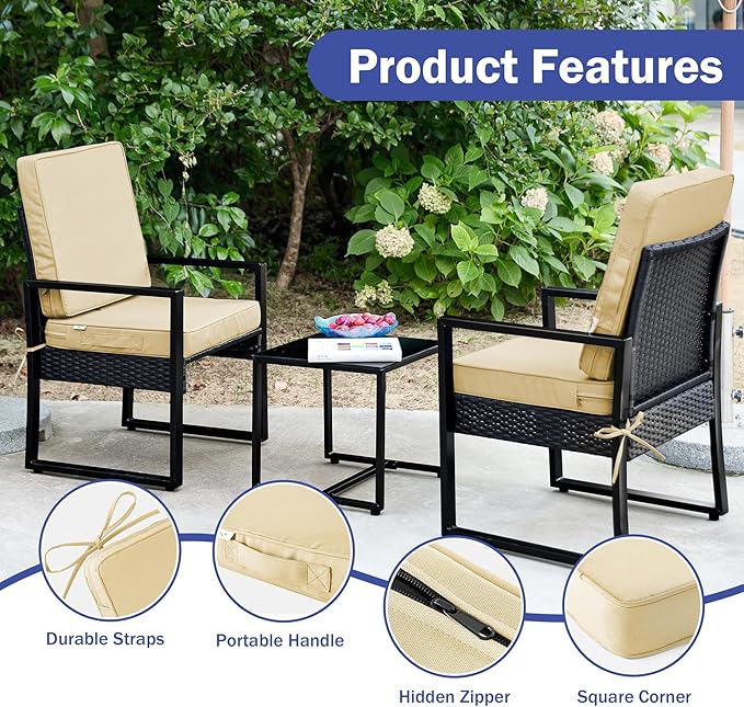 Outdoor Cushions, Outdoor Chair Cushions 19x19x3 Inch, Cushions for Outdoor Furniture with Removable Cover, Waterproof & Fade Resistant Outdoor Seat Cushions for Patio, Lawn, Beige