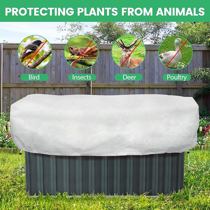 Plant Covers Freeze Protection, 2 Pack 8.1 x 4 x 1.6 ft Rectangular Raised Garden Bed Cover with Drawstring, 2.47oz/yd² Large Garden Box Frost Blankets Reusable Frost Cloth for Winter Outdoor Plants