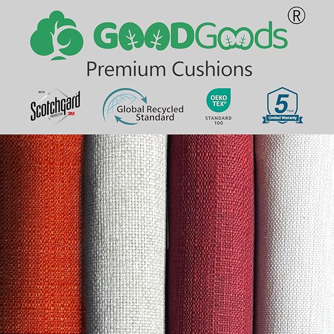 Goodgoods 24 x 24 Outdoor Patio Deep Seat Cushions 2-Pack, 1000+ Hours Fade-Resistant & Water-Resistant Outdoor Furniture Chair Cushions with 30D High-Resilience Foam for Sofa Chair, Putty
