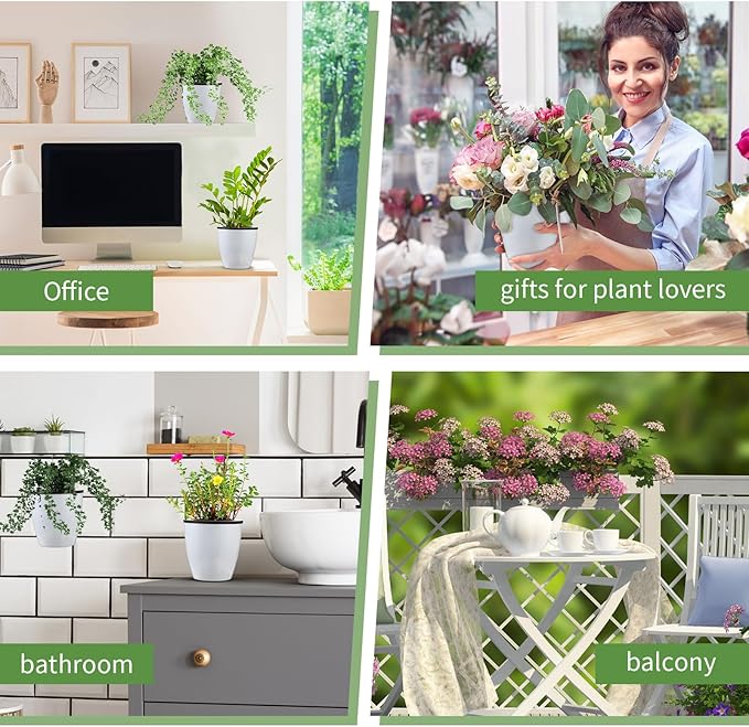 Dandat 20 Pack 4.3 Inch Wall Planter Self Watering Plastic Wall Pot Self Watering Planters Wall Mounted Herb Planter Indoor Flower Pots with Absorbent Cotton Ropes and Hooks for Garden Herbs Plants