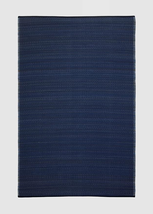 Fab Habitat Outdoor Rug - Waterproof, Fade Resistant, Crease-Free - Premium Recycled Plastic - Striped - Patio Porch Balcony Deck - Cancun - Shadow Blue - 8 x 10 ft
