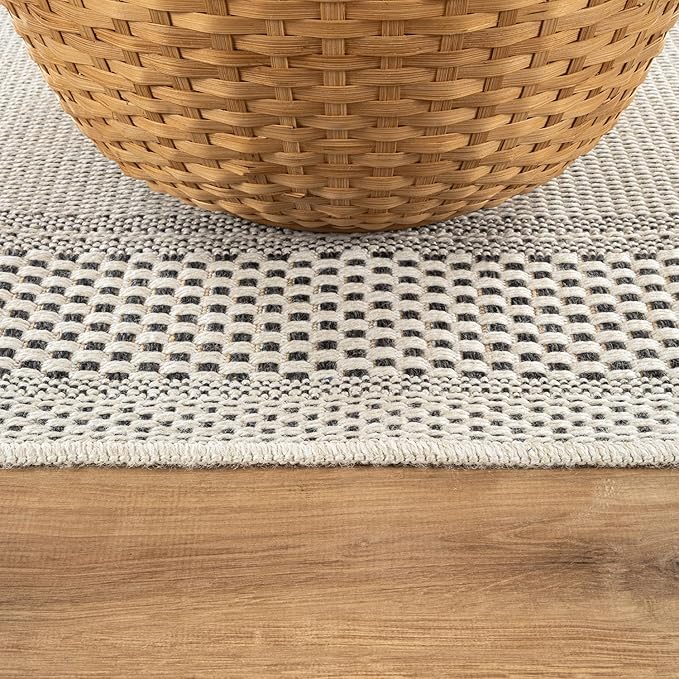 CAMILSON Easy Jute Rug 2x3, Indoor Outdoor Off-White Color Fiber Area Rugs for Entry, Living Room and Kitchen Rug, Bordered Boho Woven Design, Easy-Cleaning, Washable Outside Carpet (2 x 3)