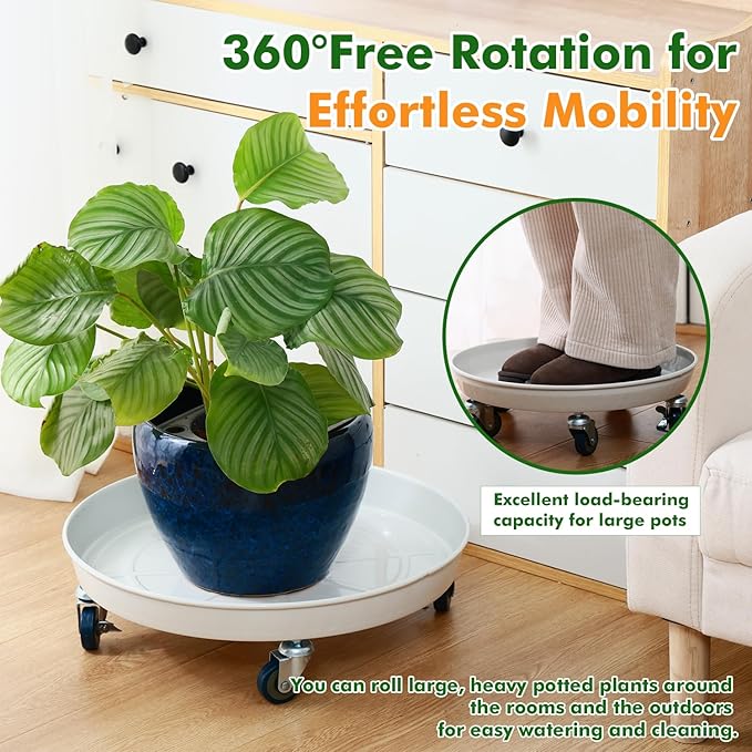 3 Packs 16 inches Metal Plant Caddy with Wheels Extra-large Rolling Plant Stand Heavy-duty Iron Plant Dolly Casters for Indoor Outdoor Flower Pot Mover Roller Coasters