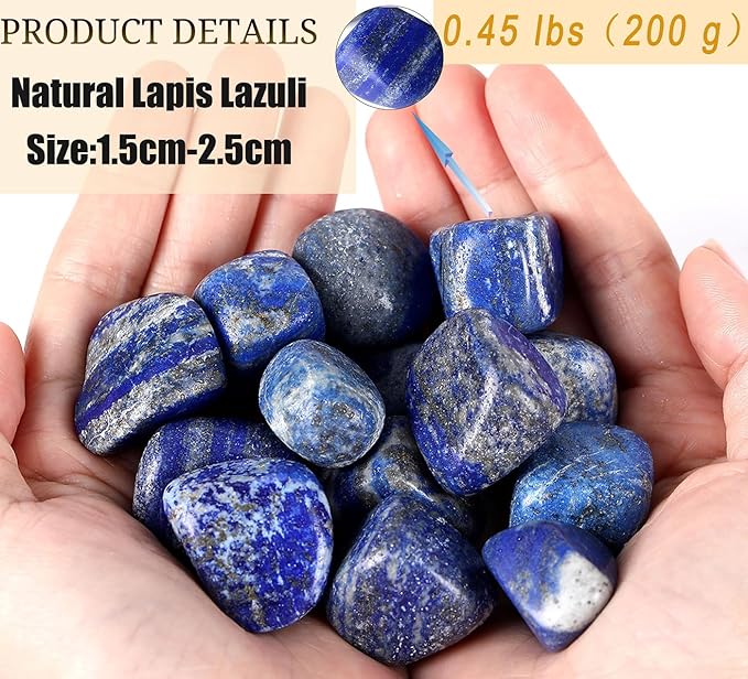 DUQGUHO Lapis Lazuli Healing Crystals Stones Set Natural Crystals Bulk Irregular Tumbled Polished Crystal Stones Bulk Rocks 0.45 lbs