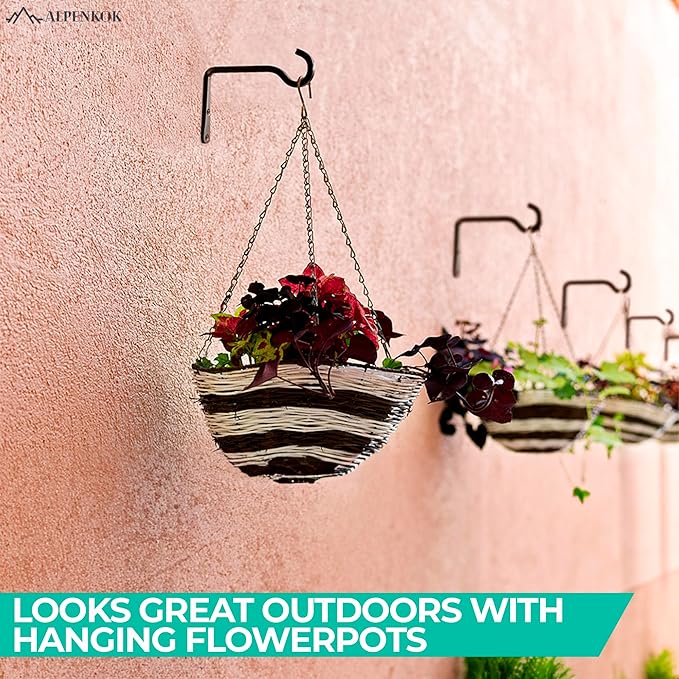2 Pcs Wall Plant Hanger 6 inch – Indoor Hook easy Installation for Hanging Lanterns, Flower Baskets, Planters & Outdoor Decor - Durable Metal Alloy Plant Wall Hooks, Anti-Corrosion & Elegant Design