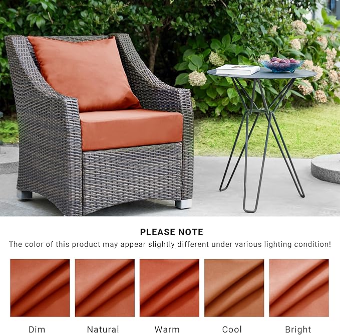 Outdoor Cushions for Patio Furniture,Outdoor Seat Cushion Set 24 x 24 x 5.75 Inch,Patio Chair Cushion, Spice 2