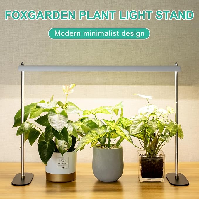 FOXGARDEN Grow Light Stand, Advanced LED Plant Growth Lighting with 4/8/12H Timer, 6 Dimming Options, and Adjustable Height - Optimal for Indoor Plants in Seedlings, Vegetative, and Flowering Phases