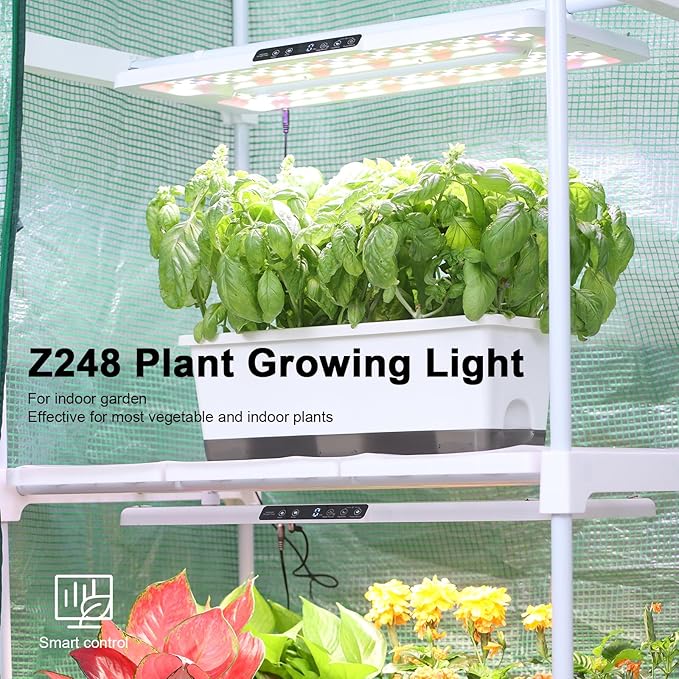 22" x 10" Grow Lights for Indoor Plants and Vegetables, Full Spectrum LED Growing Lamp for Indoor Garden Greenhouse - Features Two Smart Light Mode, 12~23H Timer - 1 Pack (1 Pack White)