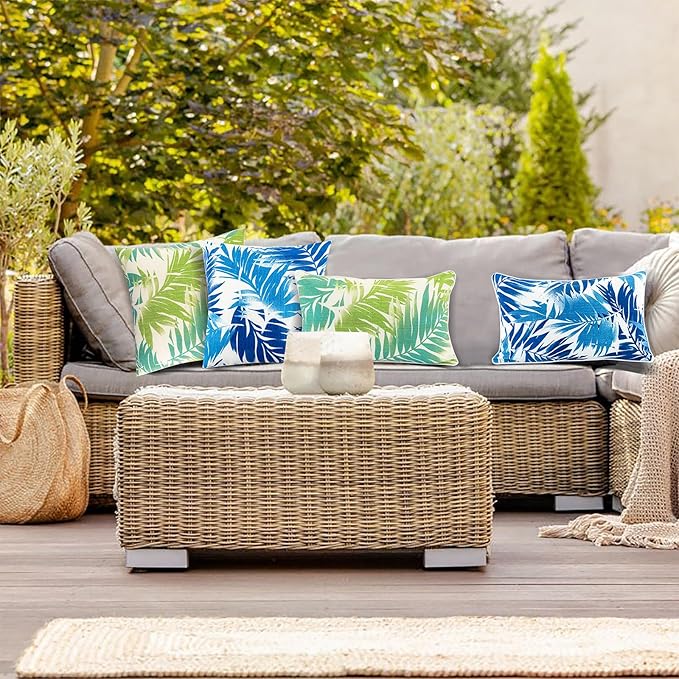 JMGBird Water-Repellent Outdoor Throw Pillows Set of 2 with Inserts - 18x18 Durable Patio Furniture Pillows