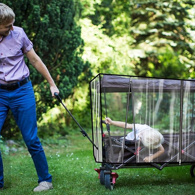 Wagon Cover for Rain, Universal Wagon Rain Cover, Waterproof, Transparent PVC, Folding Canopy, Stroller Trolley Cart Accessory for Outdoor Garden Camping Picnic