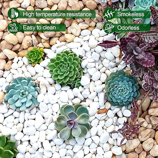 2.2 lb Natural Polished White Pebbles, 3/8 Inch Decorative White Rocks for Potted Plants Pot Filling Aquariums Outdoor Street Scape Decorative Rocks