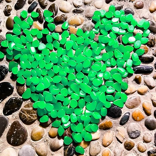 Glow in The Dark Rocks Outdoor, 200 pcs Green Solar Rocks for Landscaping, Outdoor Decor Glow in The Dark Stones, Glowing Pebbles for Garden Backyard Patio Lawn Pond Fish Tank Aquarium Decor