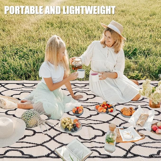 Pendolr Outdoor Rug Waterproof 8x10 ft Outdoor Carpet Patio Rug Mat Reversible RV Camping Rug Plastic Straw Rug Outside Outdoor Area Rug for Patio Deck Balcony Backyard Picnic Beach