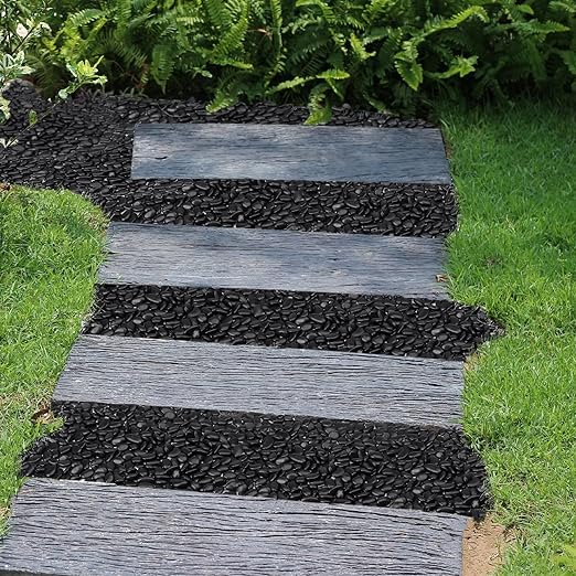 5 Pound Decorative Stones, Black Pebbles for Landscaping, Plant Rocks for Pots Outdoor and Indoor, 1"-2" Polished River Rocks for Vase Filler, Garden Decor