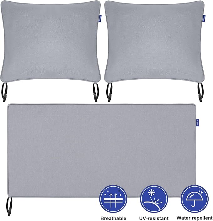 Outdoor Loveseat Cushion Set 44'' x 24'', Outdoor Cushions for Patio Furniture with Fastness Cover, Water Repellent Outdoor Seat Cushion and Couch Back Cushions for Bench, and Swing (Light Grey)