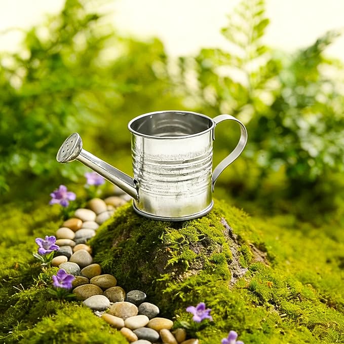 6-Pack Mini Watering Can Galvanized Metal Watering Cans - Tiny Rustic Watering Pots for Kids Crafts, DIY Projects, Indoor Outdoor Plants, Home Garden Decor & Party Favors