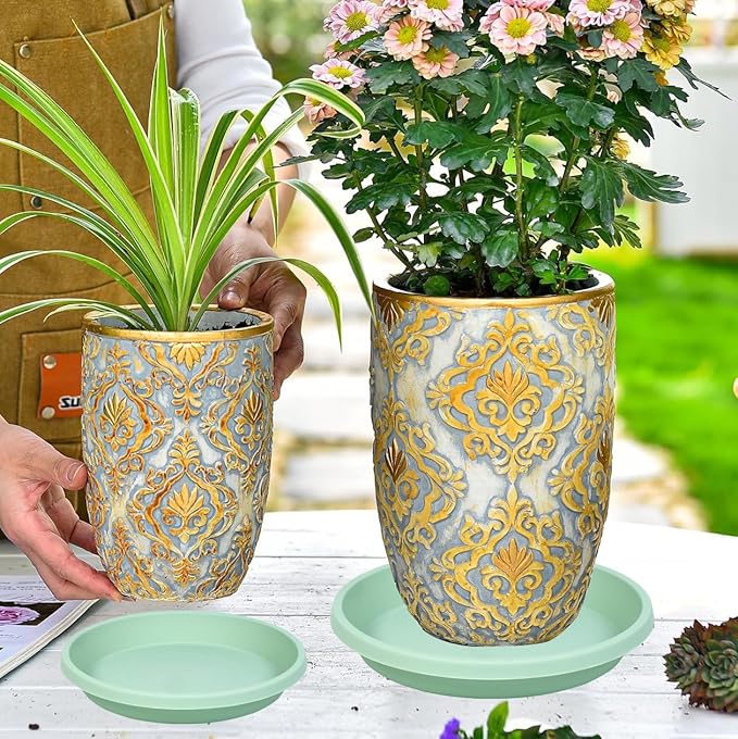 Plant Saucer Round 12 Inch Extra Large Pack of 2 Plant Saucers Heavy Duty Plastic Drip Trays for Large Pots