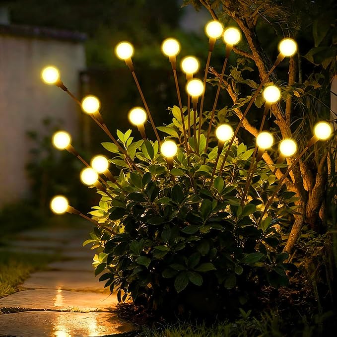 ALENEY 2 Pack Solar Garden Swaying Lights, Wind-Activated Outdoor Lights, Outdoor Pathway Decoration, Warm White