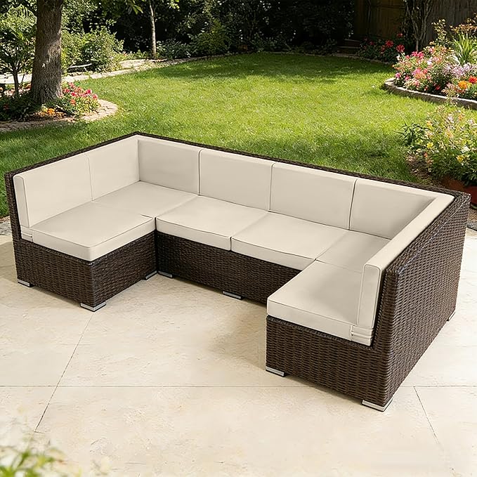 Outdoor Replacement Cushions for Patio Furniture, Splash-Resistant and Fade-Resistant 14 Pieces Outdoor Couch Cushion, 25.6x25.6x4 Inch Sofa Pad with Removable Fabric Cover