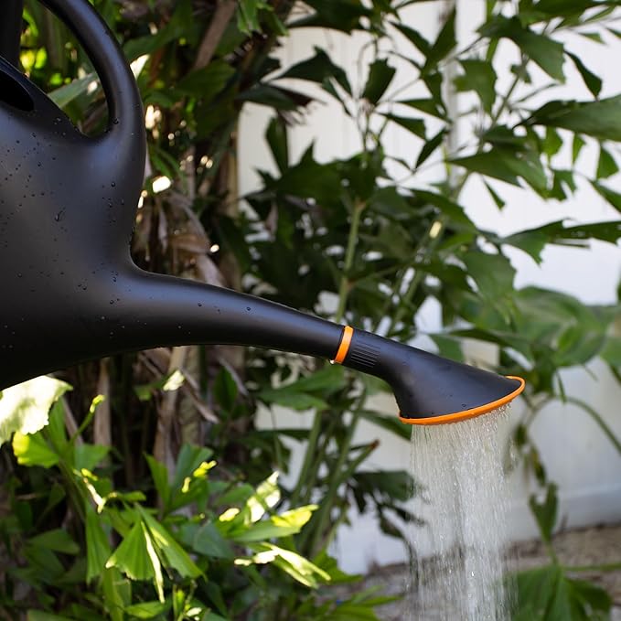 Bloem Easy Pour 2.6 Gallon (333 Fl Oz) Black Watering Can with Durable Construction, Dual Handles, Made in USA