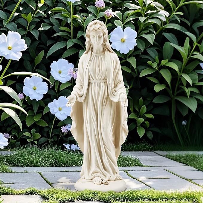 YOLENY Virgin Mary Statue Outdoor, 29.4 Inch Tall Garden Statue of Mary, Religious Blessed Mother Sculpture for Patio Yard Home Decor