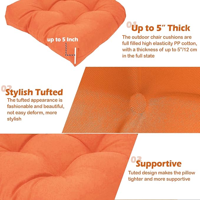 MTMR Water-Repellent Outdoor Chair Cushions Set of 2, 19”X19” Patio Chair Cushions with High Elasticity PP Cotton, Thick Tufted Outdoor Patio Furniture Cushions, Seat Cushions for Outdoor Furniture