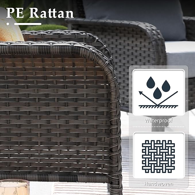 2 Pack Wicker Patio Furniture Chairs,Outdoor Rattan Chairs with Armrest Support 250 lb,Dark Gray