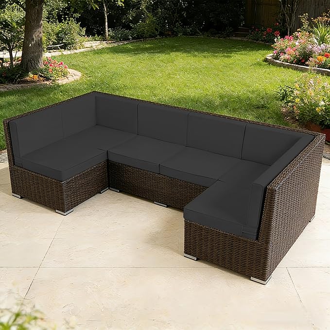 Outdoor Replacement Cushions for Patio Furniture, Splash-Resistant and Fade-Resistant 14 Pieces Outdoor Couch Cushion, 25.6x25.6x4 Inch Sofa Pad with Removable Fabric Cover