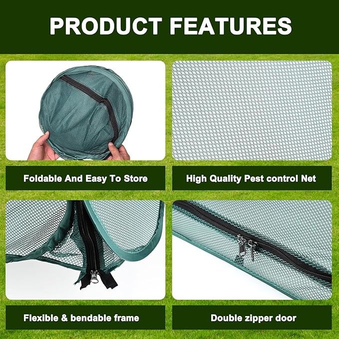Garden Cover for Raised Beds 45“ x 22” x 16" Pop-Up Mesh Plant Garden Bed Cover For Vegetables, Seedlings, Fruits, Frost Protection, Outdoor Gardening Bird and Animal Barrier Greenhouse Cover